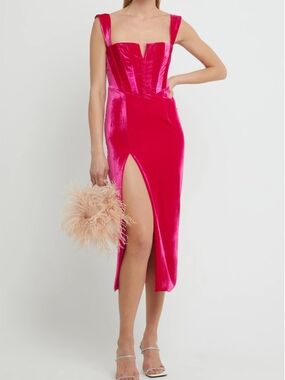 O.P.T Klarissa Maxi Dress - Vibrant Pink Velvet, Prom, Formal, Glam